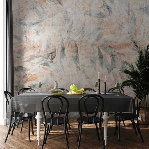  Foto tapeta - Greek laurels - faded composition with leaves on a beige patterned background 100x70 Cene