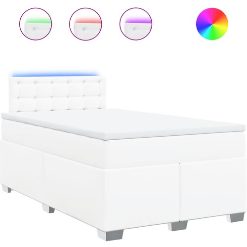 VidaXL Krevet box spring s madracem bijeli 120x190 cm od umjetne kože Slike