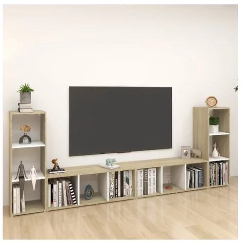  TV omarice 4 kosi bele in sonoma hrast 107x35x37 cm iverna pl.