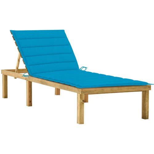 VidaXL Ležalnik z modro blazino impregnirana borovina, (20662355) Slike