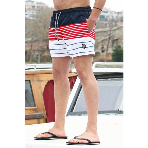 Madmext Swim Shorts - Black - Striped Cene
