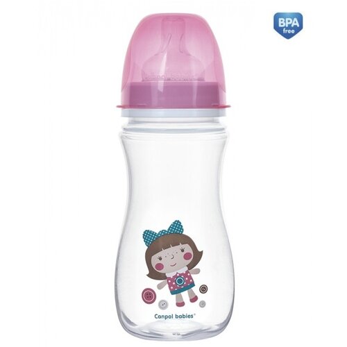 Canpol baby Flašica široki vrat, antikolik - Easy start- 240 ml - toys pink doll Slike