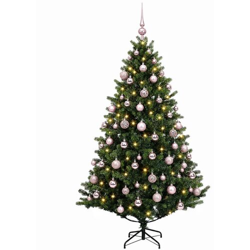  Umjetno božićno drvce s kuglicama 240 cm 300 LED lampica - Zelena 240 cm s LED-ima i ružičastim lopticama Slike