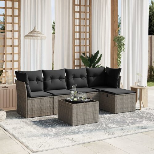 vidaXL 6-dijelni set vrtnih sofa od poliratana s jastucima sivi Cene