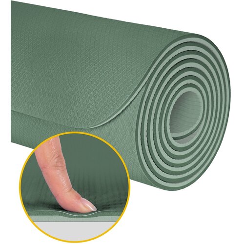 Rebel ACTIVE Strunjača prostirka za jogu, pilates i fitnes 183x61 cm debljina 6 mm materijal TPE zelena boja RBA-3152-2GR Slike