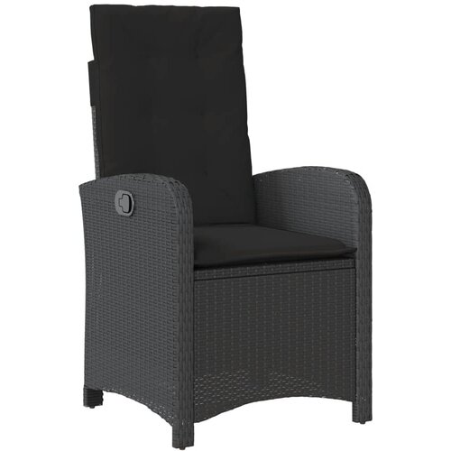  5-dijelni vrtni blagovaonski set s jastucima od poliratana crni Crna 80 cm table length Slike