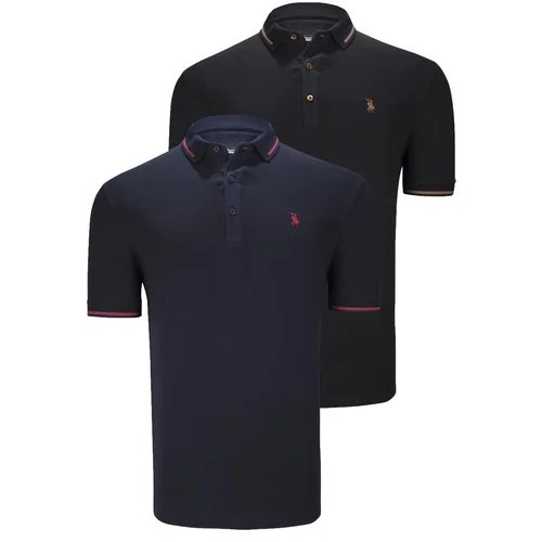 Dewberry DUO SET T8586 MEN'S T-SHIRT-BLACK-NAVY BLUE