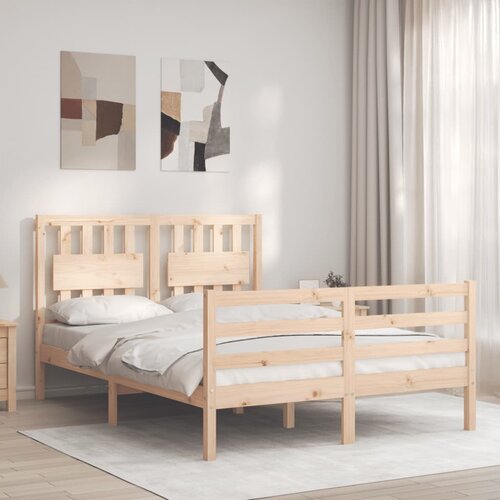 VidaXL Posteljni okvir z vzglavjem 120x200 cm trden les Slike