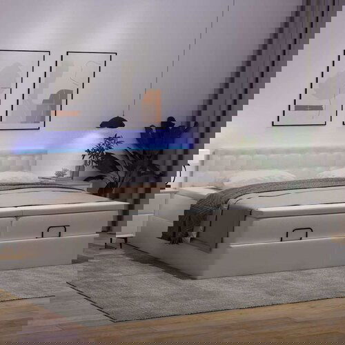 vidaXL Otomanski posteljni okvir z vzmetnicami bel 180x200cm um. usnje Cene