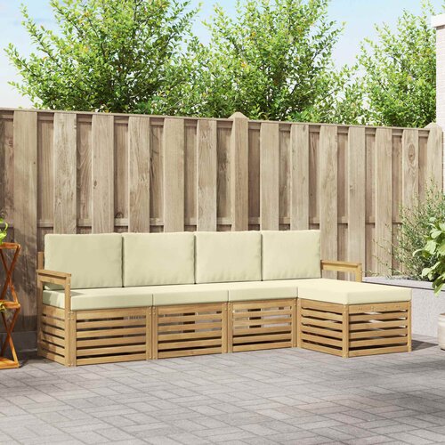  Set vanjskih sofa 5 pcs Bijela i krem 249 x 122,5 x 73 cm Cene