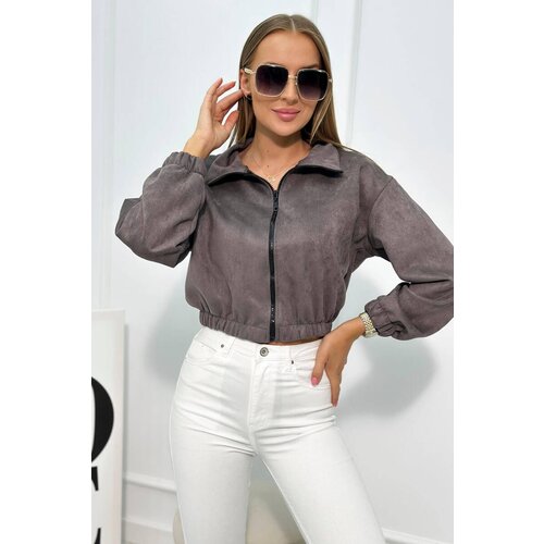 Kesi Suede zip-up sweatshirt in grey color Slike