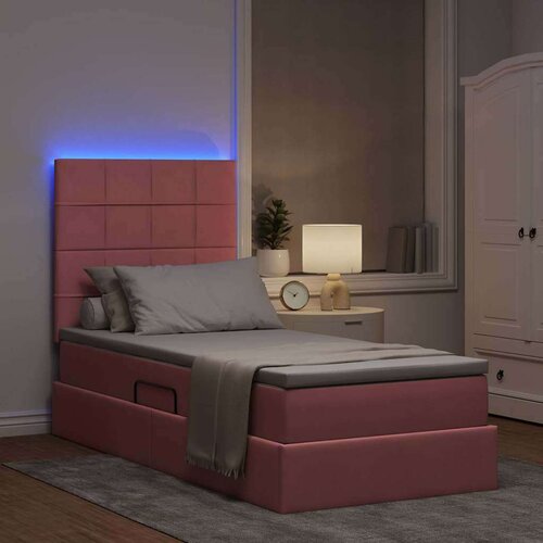  Krevet s prostorom za pohranu s LED-om Ružičasta 90 x 200 cm Slike