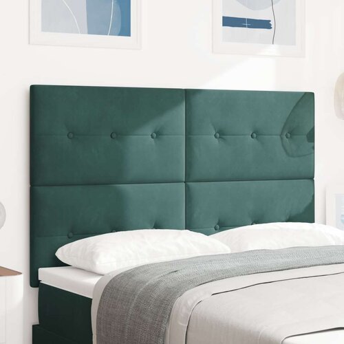  Naslon za glavo z gumbi, temno zelena, 140 cm, žamet, (22052666) Slike