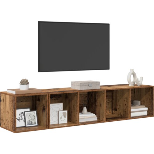  Set TV stalka s pohranom 2 pcs Staro drvo 37 x 37 x 142.5 cm Slike