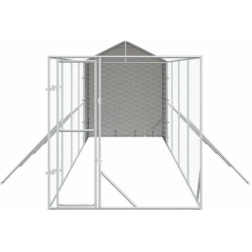  Vanjski kavez za pse s krovom srebrni 2x10x2,5m pocinčani čelik Slike