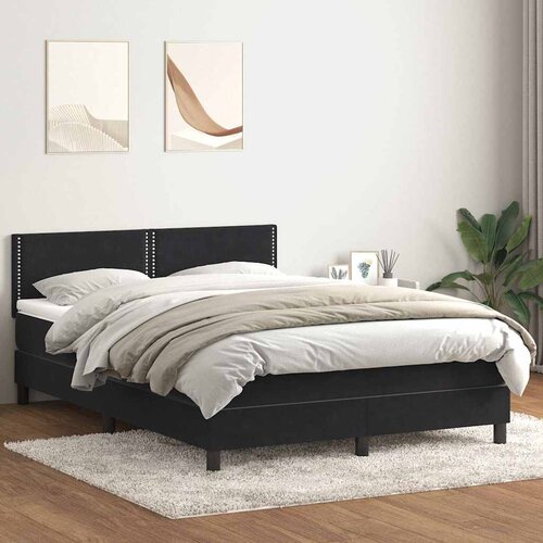 vidaXL Box spring postelja z vzmetnico črna 160x210 cm žamet Cene