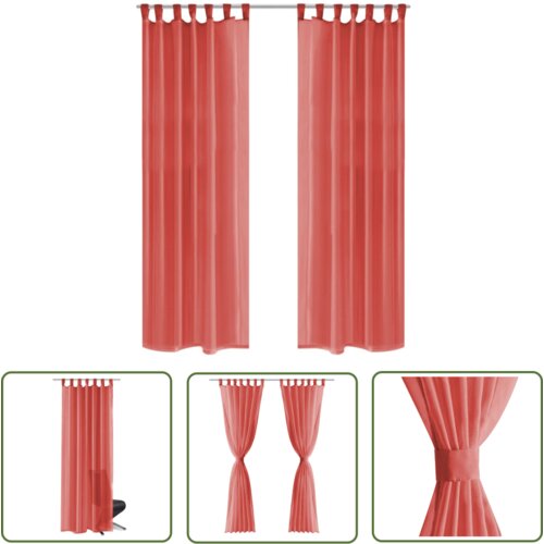  The Living Store Prosojne zavese 2 kosa 140x225 cm rdeče barve - Zavesa, (21744146) Slike