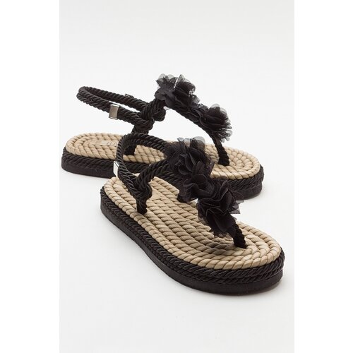LuviShoes SANTRA Women&amp;#039;s Black Flip-Flops Sandals Slike