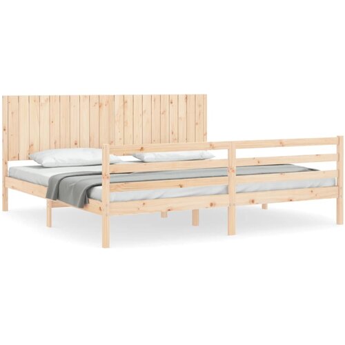Maison Chic Posteljni Okvir - Dvoposteljna postelja z vzglavjem 200x200 cm trden les, (22080503) Cene