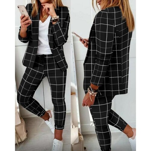 Fenzy Elegantno Odjelo Estrena, Crno -Karirano Slike
