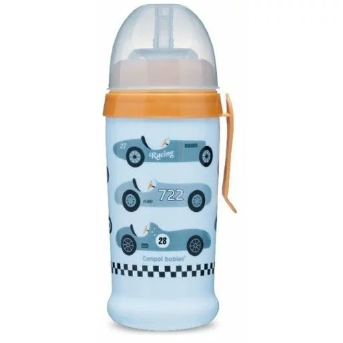 Canpol Active Cup Non-Spill Sport Cup Cars Blue športna steklenička s slamico 350 ml za otroke