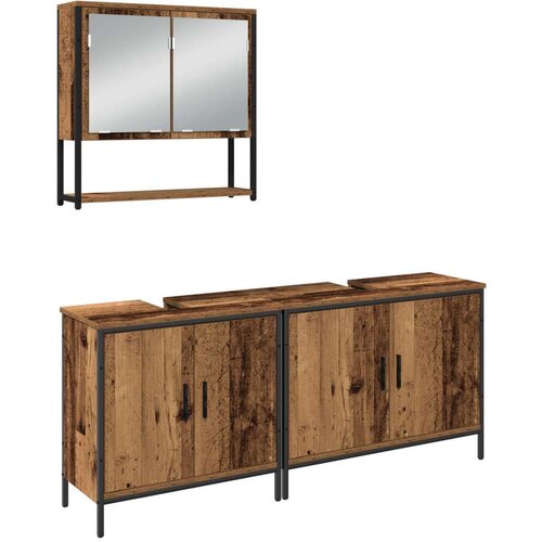  3-dijelni set kupaonskog namje&amp;scaron;taja od starog drva i inženjerske ploče Slike