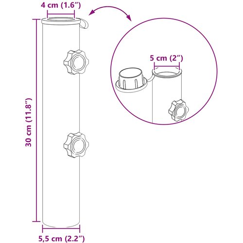  Cijev za suncobran 0.6 kg Crna Željezo for 40-50 mm Pole Slike