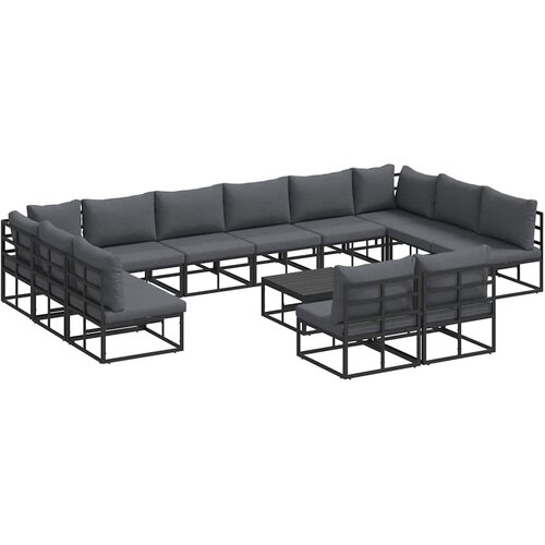  Sjedeća garnitura za vrt s jastukom 13 pcs Crna Aluminij Slike