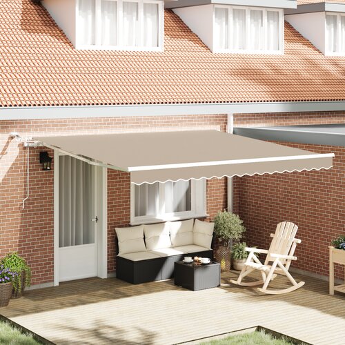 VidaXL avtomatska retrakibilna tenda z LED Bež 400x300 cm, zamenjava platna za okvir 4x3 m Bež Slike