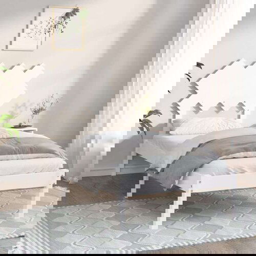  Posteljni okvir bel 90x200 cm trden les, (20685173) Slike
