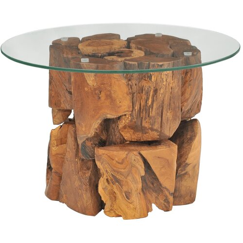 The Living Store Klubska mizice trdna naplavljena tikovina 60 cm - Klubska Mizica, (21574650) Slike