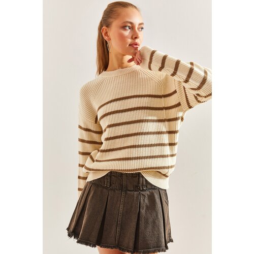 Bianco Lucci Women's Striped Thessaloniki Knitted Knitwear Sweater Slike