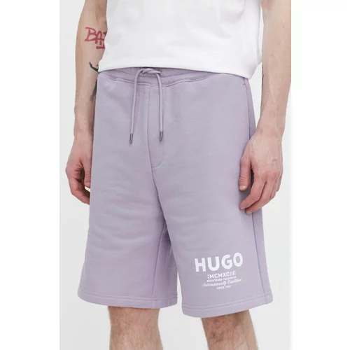 Hugo Blue Bombažne kratke hlače vijolična barva