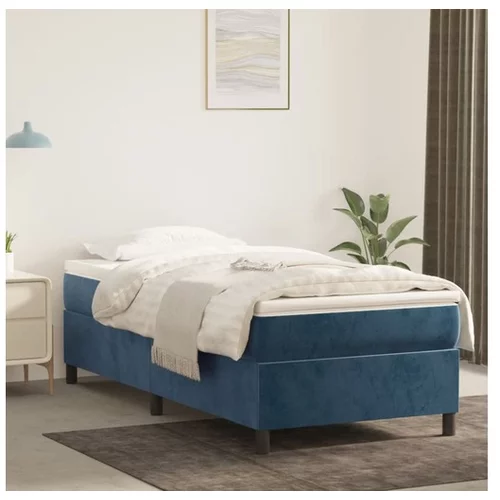  Box spring postelja z vzmetnico temno modra 80x200 cm žamet