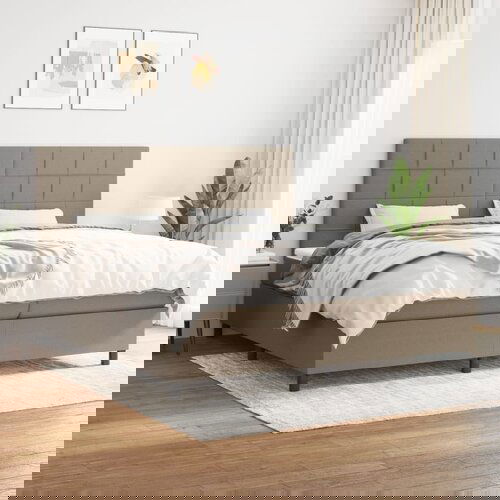 The Living Store Box spring postelja z vzmetnico taupe 200x200 cm blago - Box Spring Postelja, (21514703) Slike