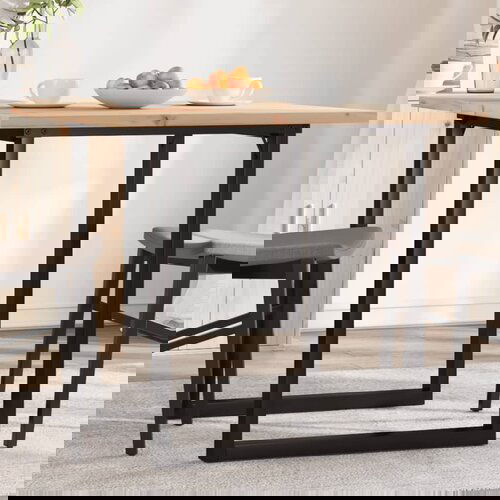 VidaXL Blagovaonski stol O-oblika 80x80x75 5 cm od borovine i željeza Slike