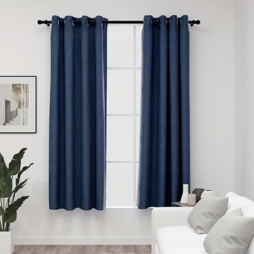 vidaXL Zatemnitvene zavese z obročki 2 kosa modre 140x175 cm Cene