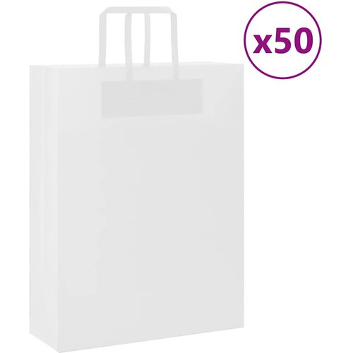 VidaXL Papirnate vrečke 50 kosov z ročaji bela 32x12x42 cm Slike