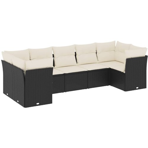  7-dijelni set vrtnih sofa od poliratana s jastucima crni Crna 289 x 124 x 69 cm Slike