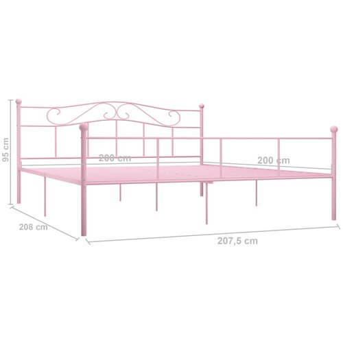  Okvir za krevet ružičasti metalni 200 x 200 cm Slike