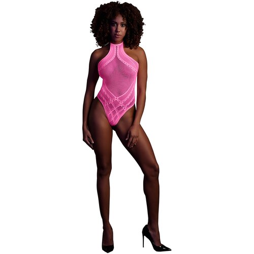 Ouch! Glow in the Dark Body with Halter Neck Neon Pink XL-4XL Slike