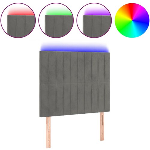 Maison Chic led posteljno vzglavje - vzglavna omarica - nočna omarica svetlo sivo 90x5x118/128 cm žamet, (21709123) Slike