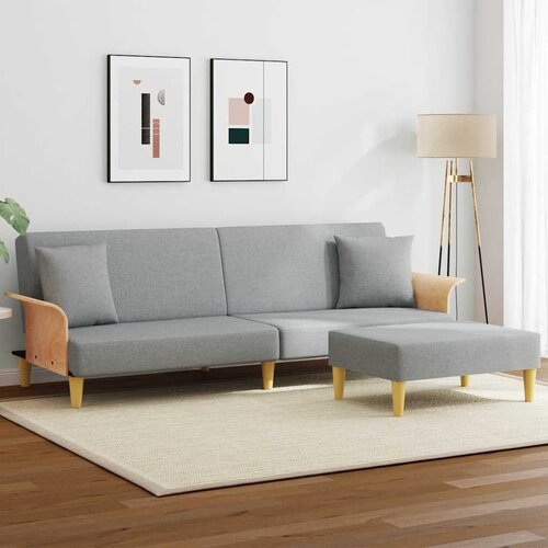  Dvosjed na razvlačenje jastuci i tabure svjetlosivi bar&scaron;unasti Cijene