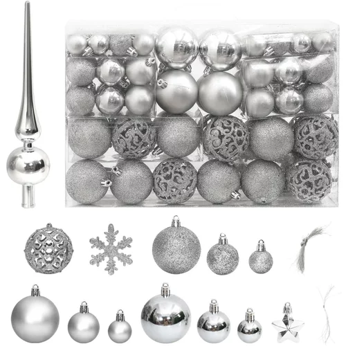  Set božićnih kuglica od 111 komada srebrni od polistirena