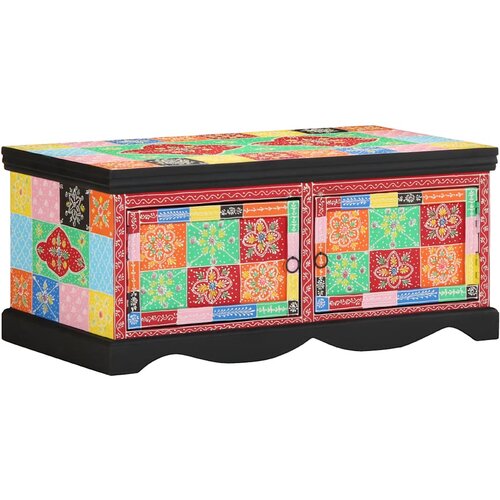  Klub stolić vi&amp;scaron;ebojni 90x50x40 cm masivno drvo mango Slike