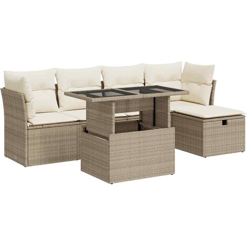 vidaXL 6-dijelni set vrtnih sofa s jastucima bež od poliratana Cijene