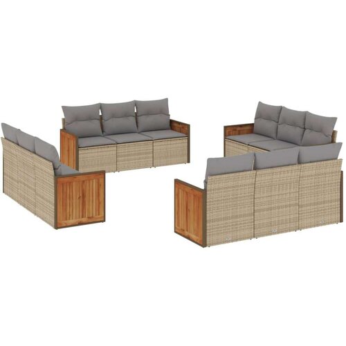  12-dijelni set vrtnih sofa od poliratana s jastucima bež Slike