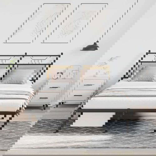 vidaXL Posteljni okvir brez vzmetnice hrast 120x200 cm inženirski les Cene