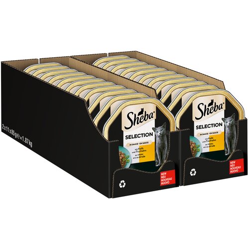 Sheba Mega pakiranje zdjelice 44 x 85 g - Umak s teletinom i puretinom Slike