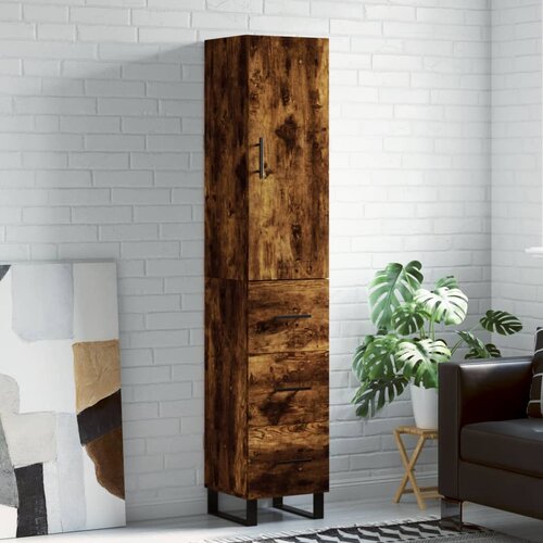  Visoka komoda dimljeni hrast 34,5x34x180cm konstruiranog drva Cijene